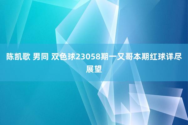 陈凯歌 男同 双色球23058期一又哥本期红球详尽展望