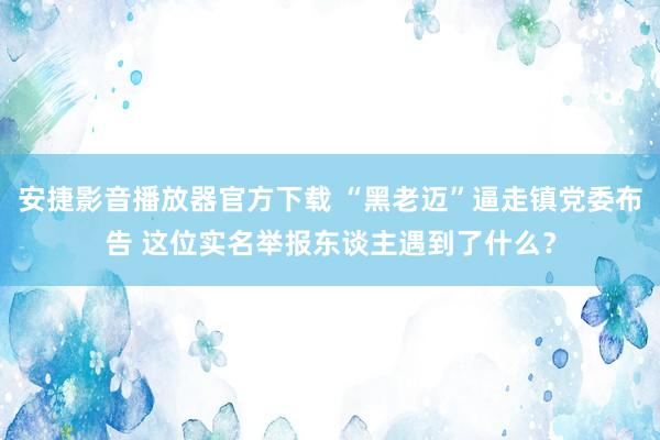 安捷影音播放器官方下载 “黑老迈”逼走镇党委布告 这位实名举报东谈主遇到了什么？