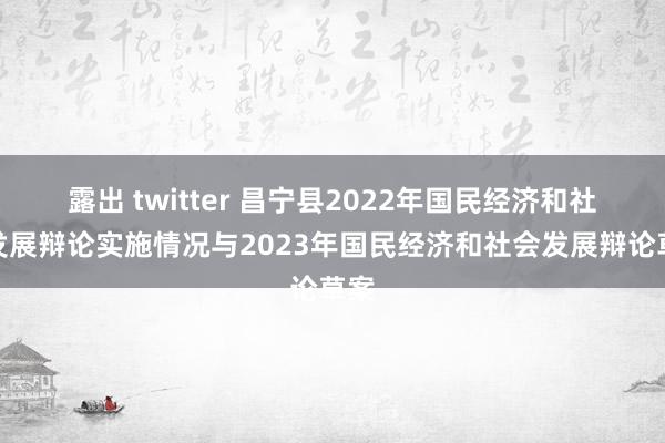 露出 twitter 昌宁县2022年国民经济和社会发展辩论实施情况与2023年国民经济和社会发展辩论草案